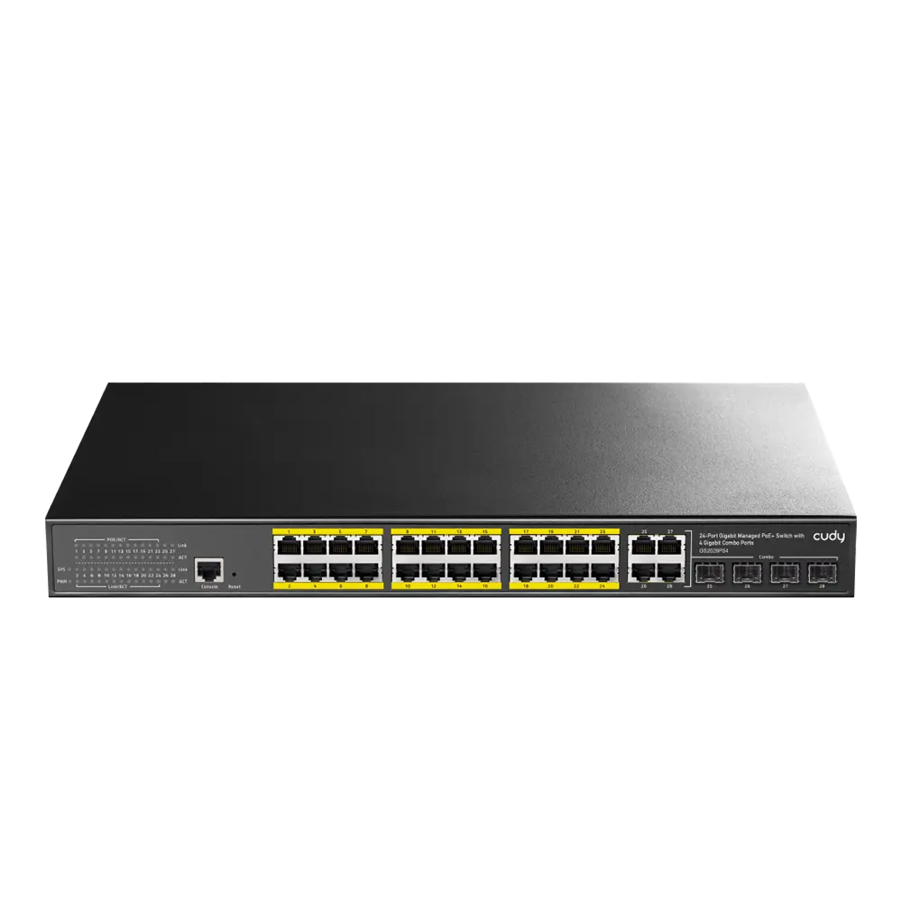 Cudy 24-Port Layer 2 Managed Gigabit PoE+ Switch with 4 Gigabit Combo Ports, 300W GS2028PS4 300W