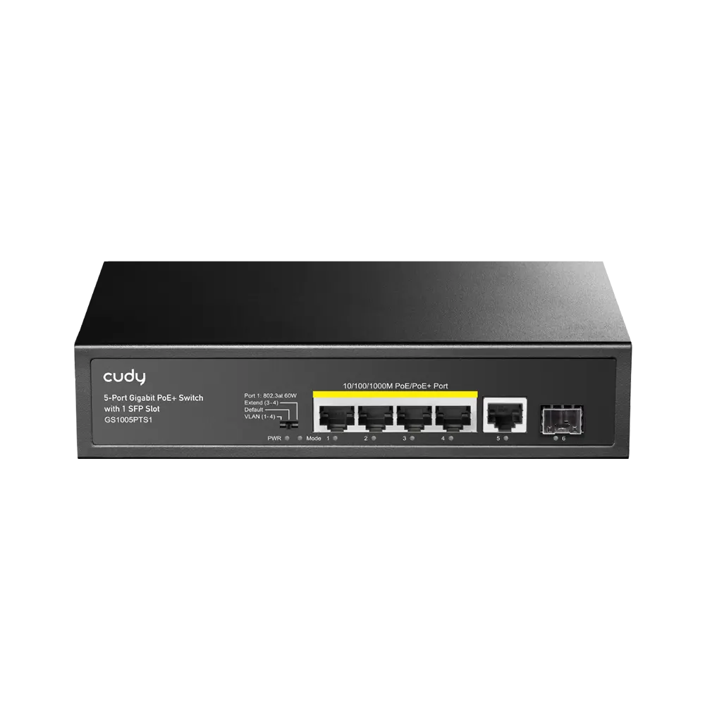 Cudy 5-Port Gigabit PoE+ Switch with 1 SFP Port 120W GS1005PTS1